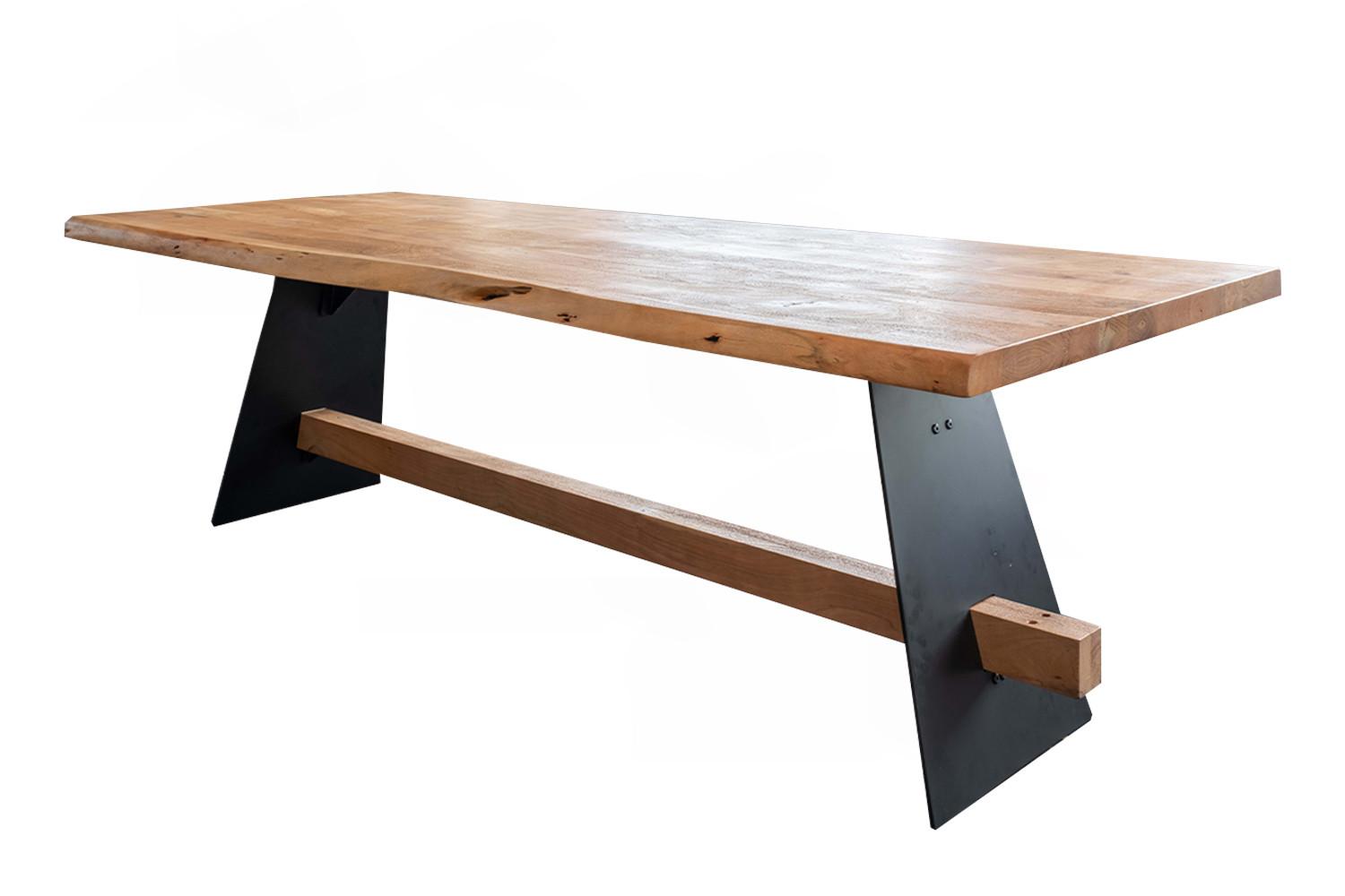 ESSTISCH MIT BAUMKANTE ARBORIO Braun Akazie - Schwarz/Braun, Holz/Metall (100/240/78cm) - KAWOLA