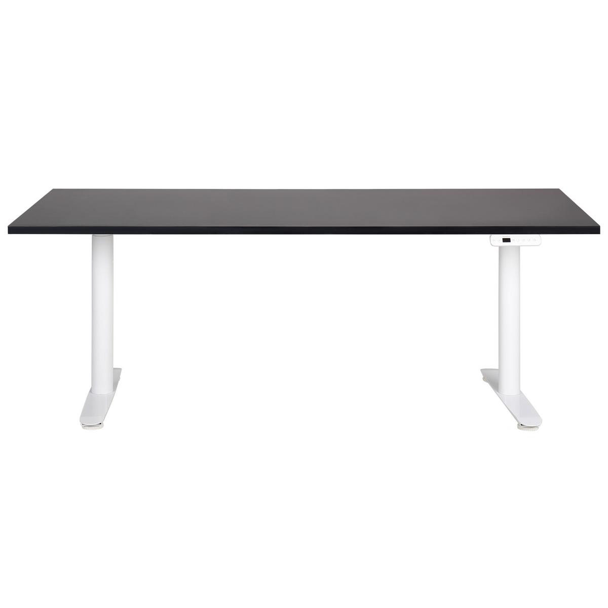 SCHREIBTISCH schwarzweiß 180/80cm elektrisch höhenverstellbar Destin IV - Schwarz/Weiß, Holz (80/180/67cm) - Beliani