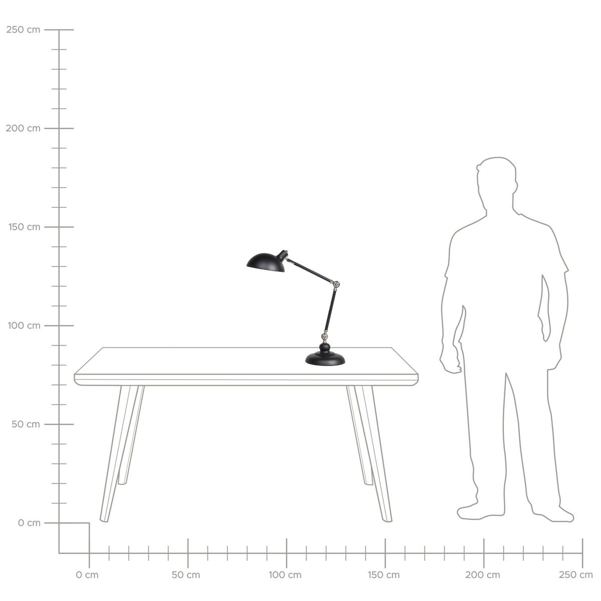 SCHREIBTISCHLAMPE Meramec 19/19/80 cm - Schwarz, Metall (19/19/80cm) - Beliani