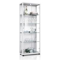 VITRINE 33/67/176 cm mit LED & 4 höhenverstellbaren Glasböden - Transparent/Silberfarben, Glas/Holzwerkstoff (67/176/33cm) - K-Möbel