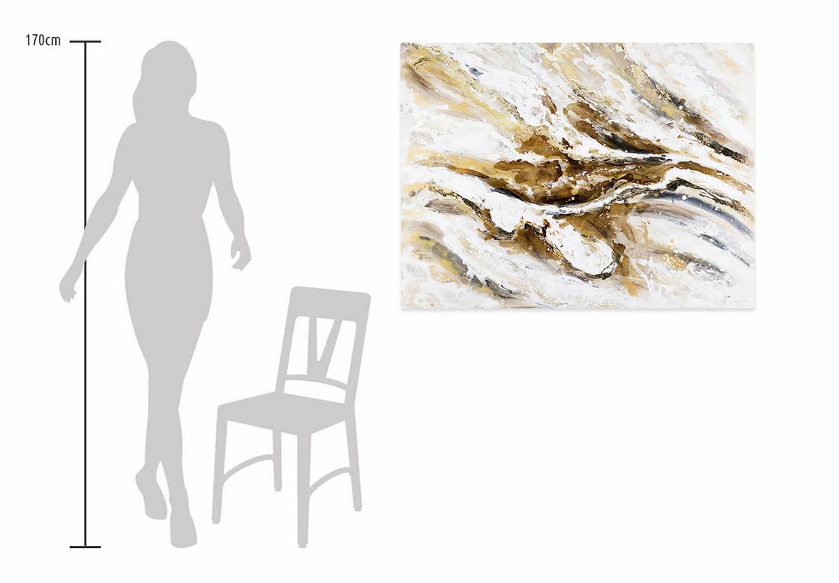 ACRYLBILD HANDGEMALT 100/75 cm - Weiß/Braun, Holz/Textil (100/75cm) - KUNSTLOFT