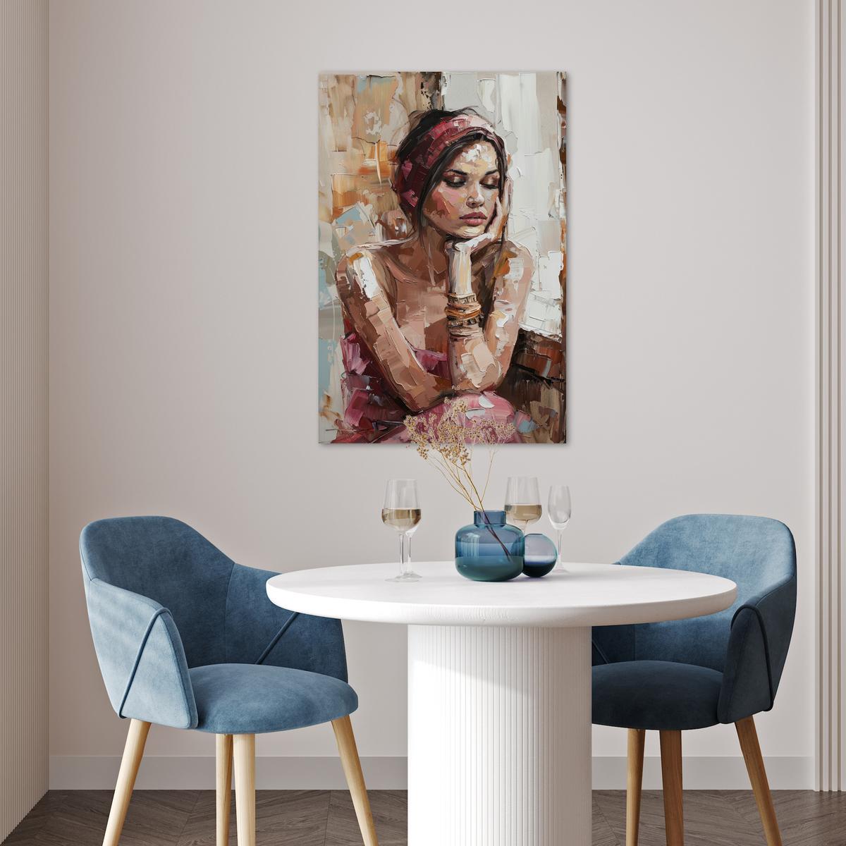 POSTER Frau - Lackierung - Porträt - Modern Wanddeko 40x60 cm - Altrosa, Papier (40/60/0.1cm) - MuchoWow