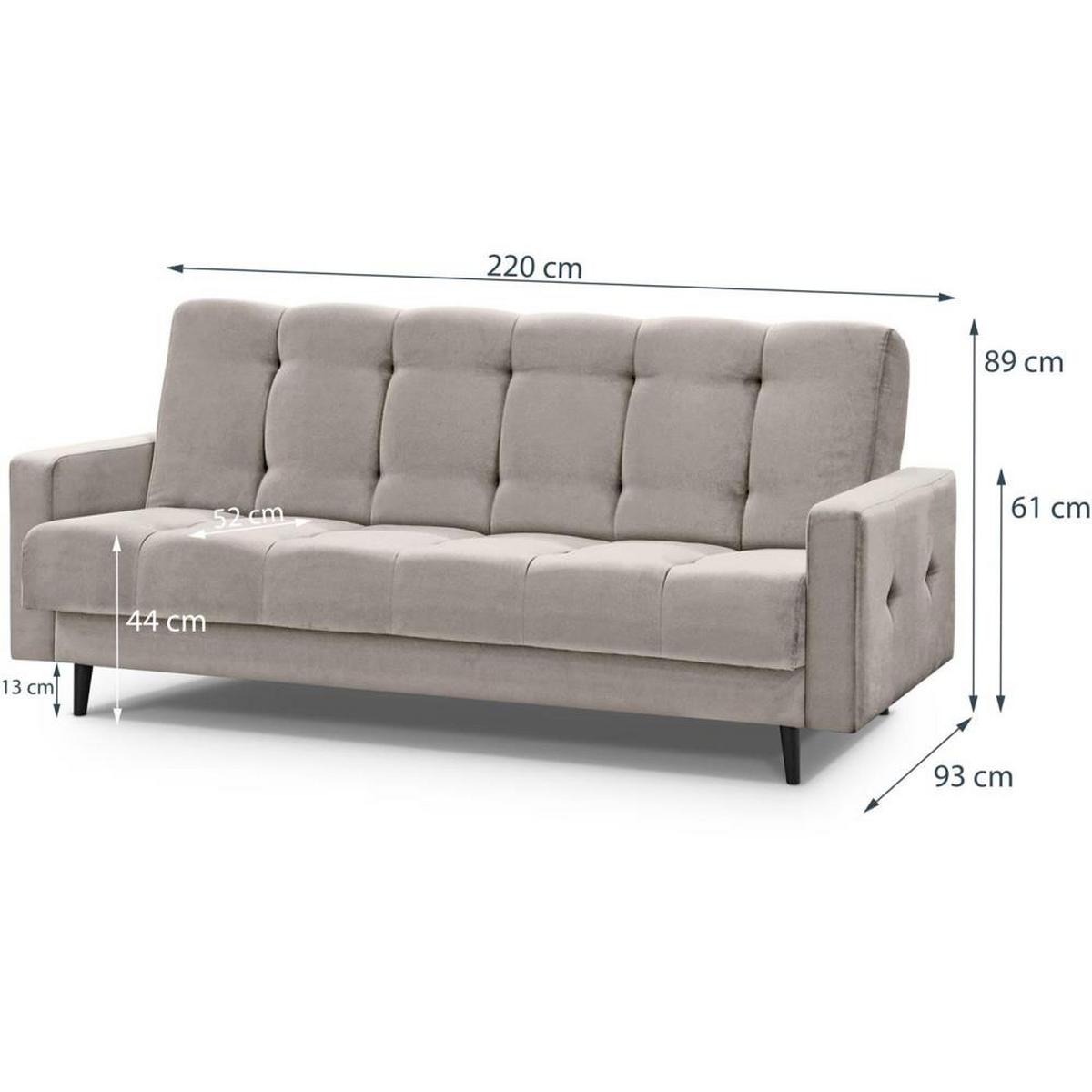 3-SITZER Schlafsofa Nancy Bis beige - Beige, Holz/Textil (220/89/93cm) - Beautysofa