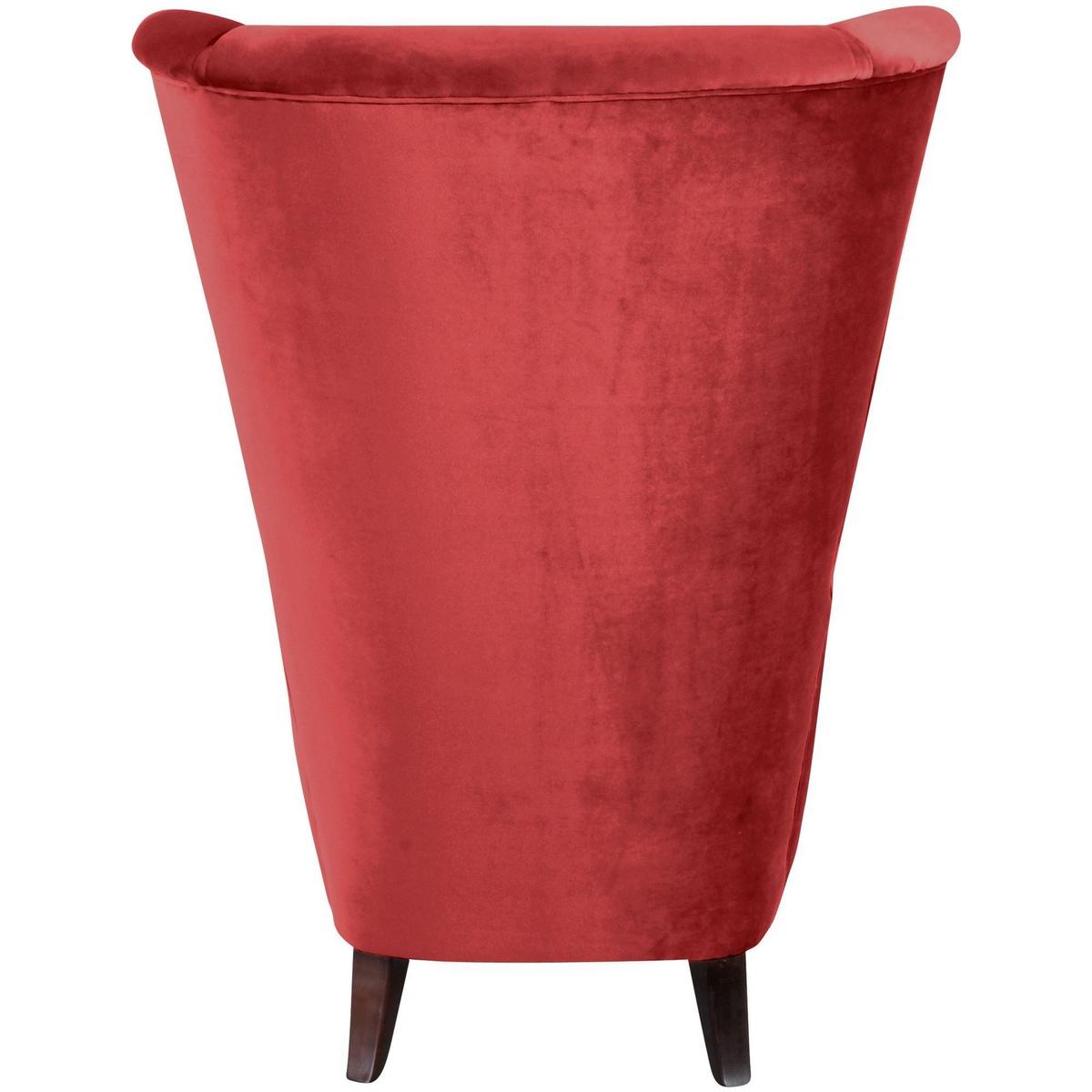 HOCHLEHNSESSEL Kailey Bezug Samtvelours Buche nussbaum dunkel / ziegel - Rot, Kunststoff (96/122/89cm) - 58aufmkessel