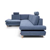 ECKSOFA CASA II L-S Blau Plüsch-Stoff mit Schlaffunktion - Blau, Holz (272/199cm) - MASSENO