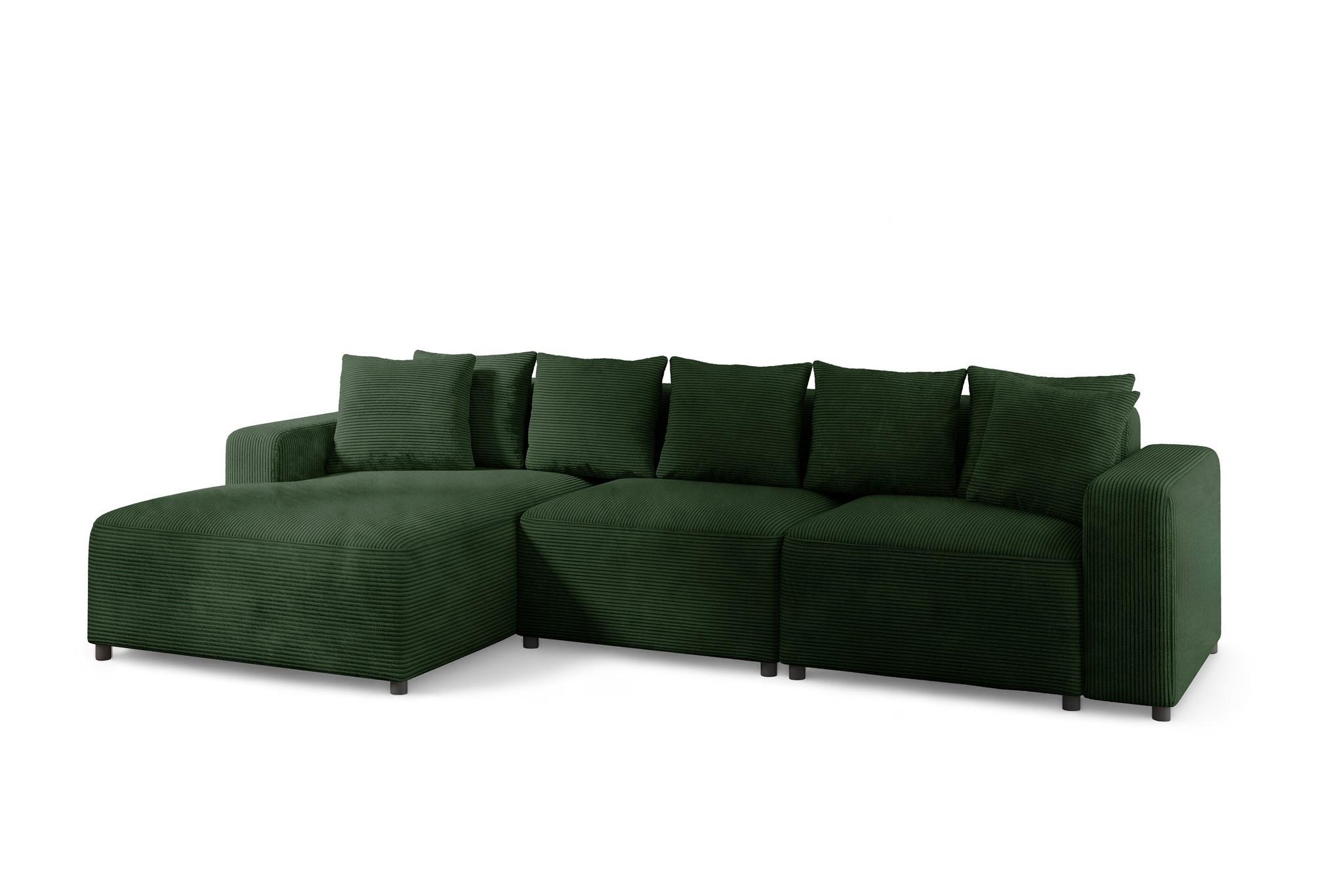 ECKSOFA Megan In Poso - Dunkelgrün, Holzwerkstoff/Textil (331/165cm) - Fun Möbel