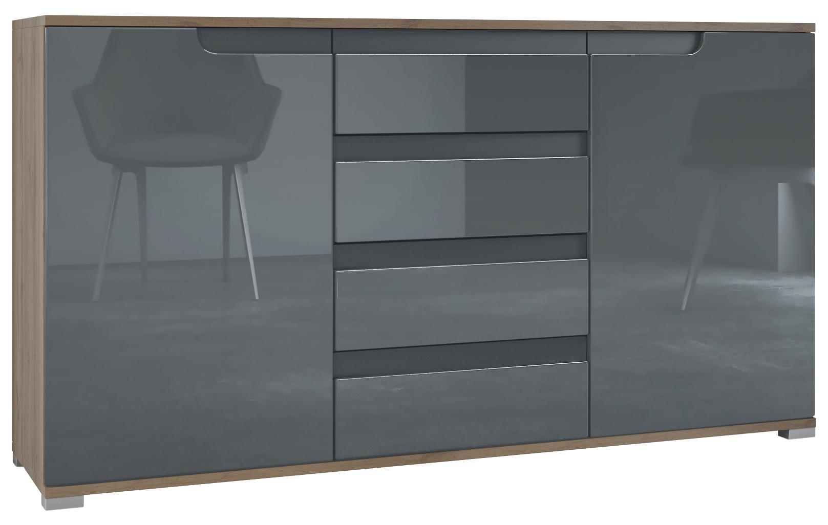 SIDEBOARD Sylt Grau Hochglanz / Anthrazit matt - Grau, Holzwerkstoff (138.5/75.5/35cm) - Vladon