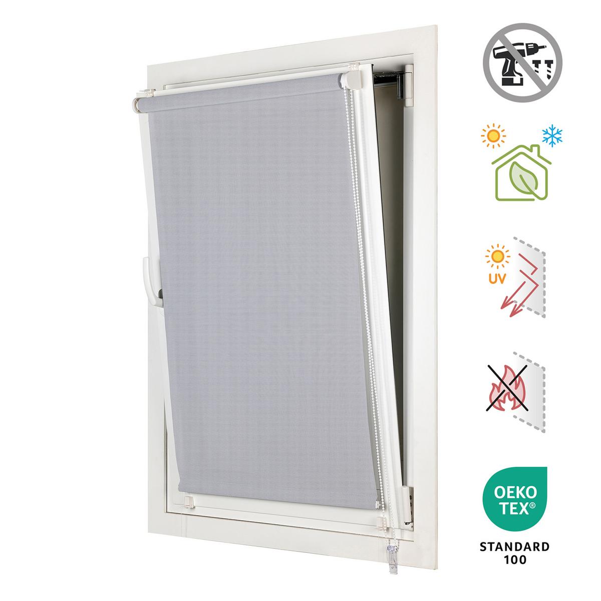 SCREEN-ROLLO without drilling Grau 60X180 - Grau, Kunststoff (60/180cm) - STORESDECO