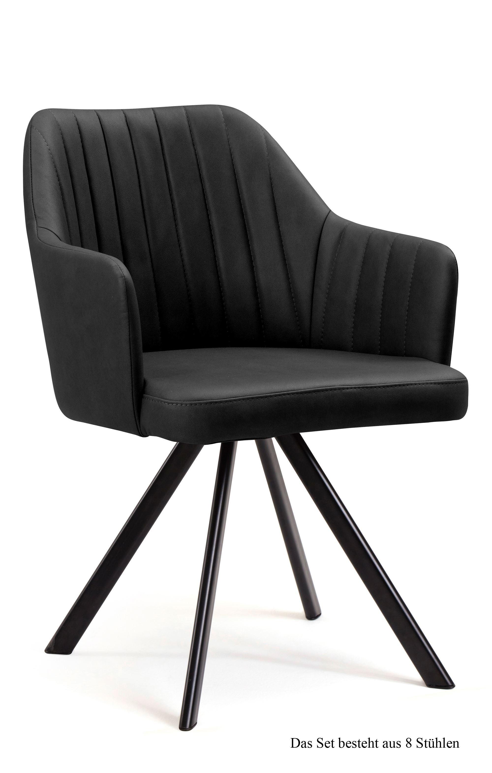 ARMLEHNSTUHL (8er-Set) Delia 58x81x60 Schwarz/Anthrazit - Anthrazit/Schwarz, Kunststoff (60/81/58cm) - 58aufmkessel