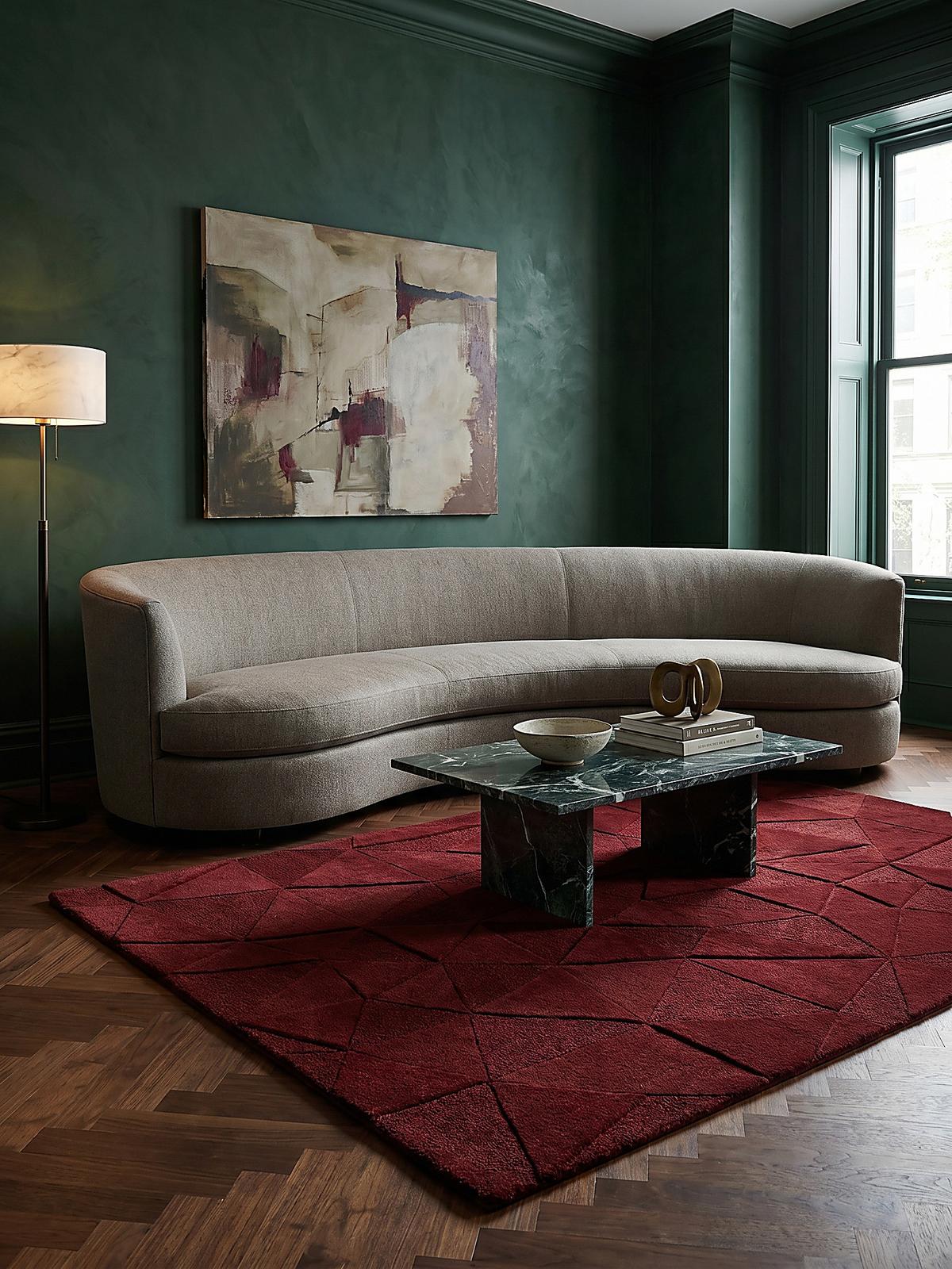 WOLLTEPPICH DEBEN, geometrisch, Rot, 120 x 170 cm - Rot, Textil (170/120cm) - KADIMA DESIGN