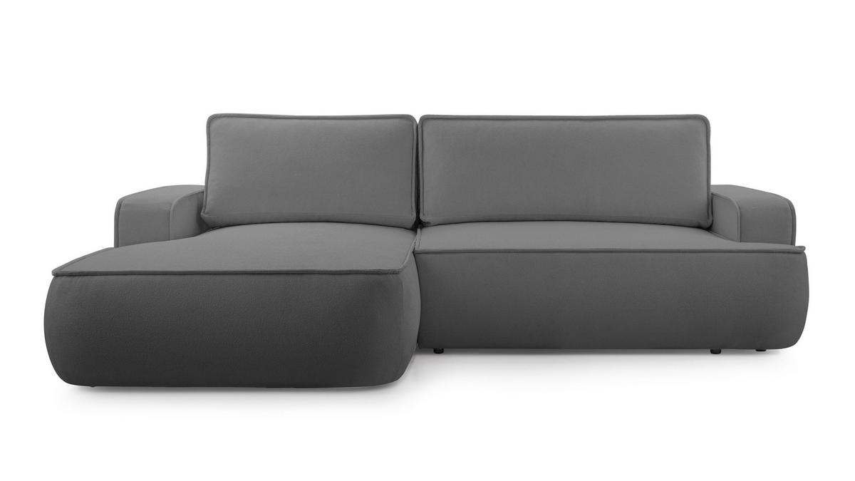 ECKSOFA L Form Ablia Dunkelgrau 267/168/87 cm mit Schlaffunktion L - Dunkelgrau/Schwarz, Kunststoff/Textil (168/267cm) - AX Living