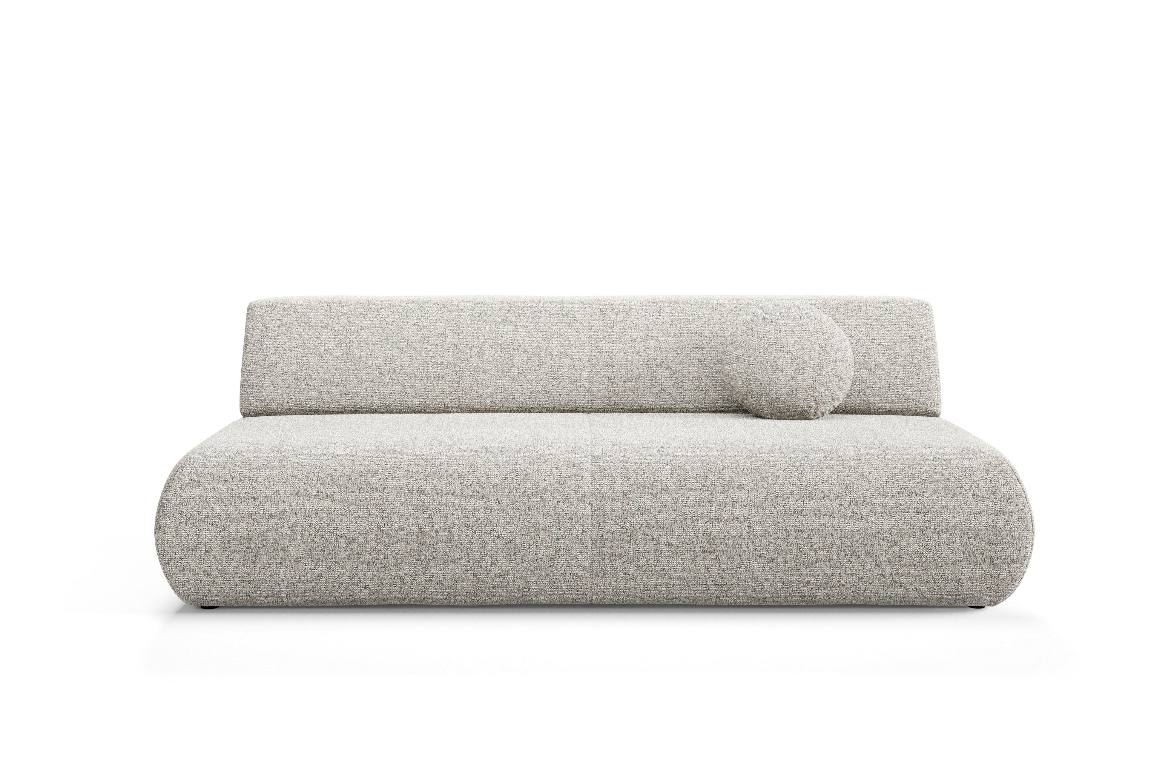BETTSOFA DELTA Hellgrau Geflochtener Stoff mit Schlaffunktion - Hellgrau, Holz (214/74/100cm) - MASSENO