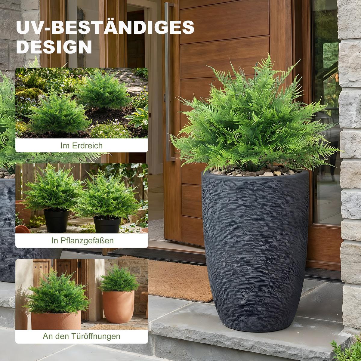 KUNSTPFLANZE 2er Set PE Aluminium Grün - Grün, Kunststoff (60cm) - HOMCOM