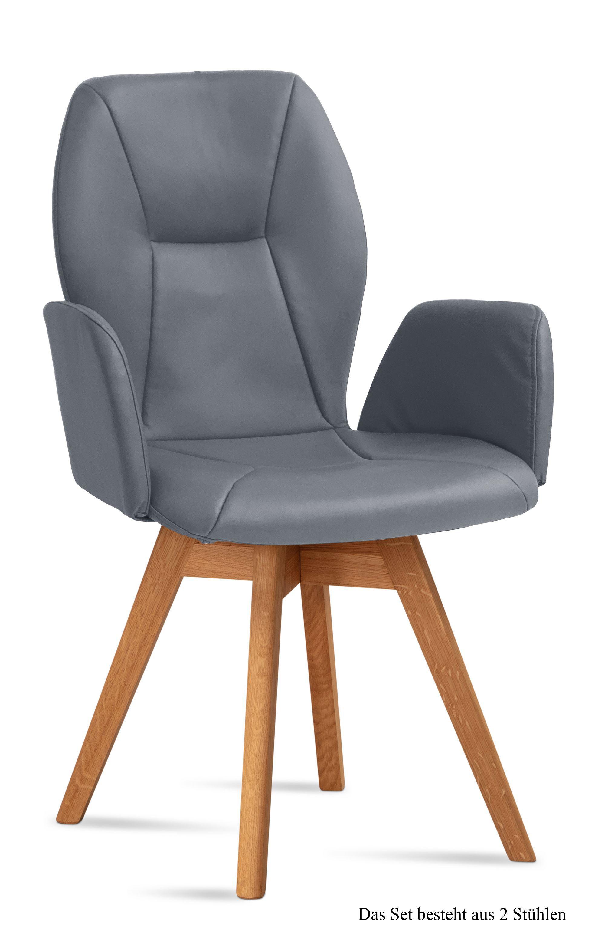 ARMLEHNSTUHL drehbar (2er-Set) Draia 58x92x60 Eiche geölt/Grau - Eichefarben/Grau, Kunststoff (60/92/58cm) - 58aufmkessel