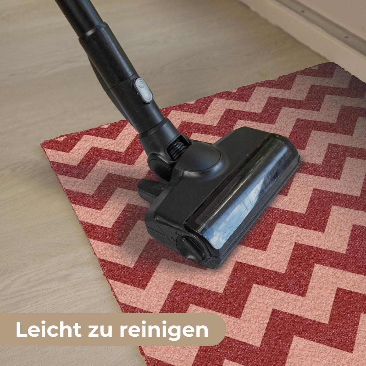 FUSSMATTE Zickzack - Streifen - Muster - Rot Schmutzfänger 90x60 cm - Bordeaux, Kunststoff (90/0.4cm) - MuchoWow