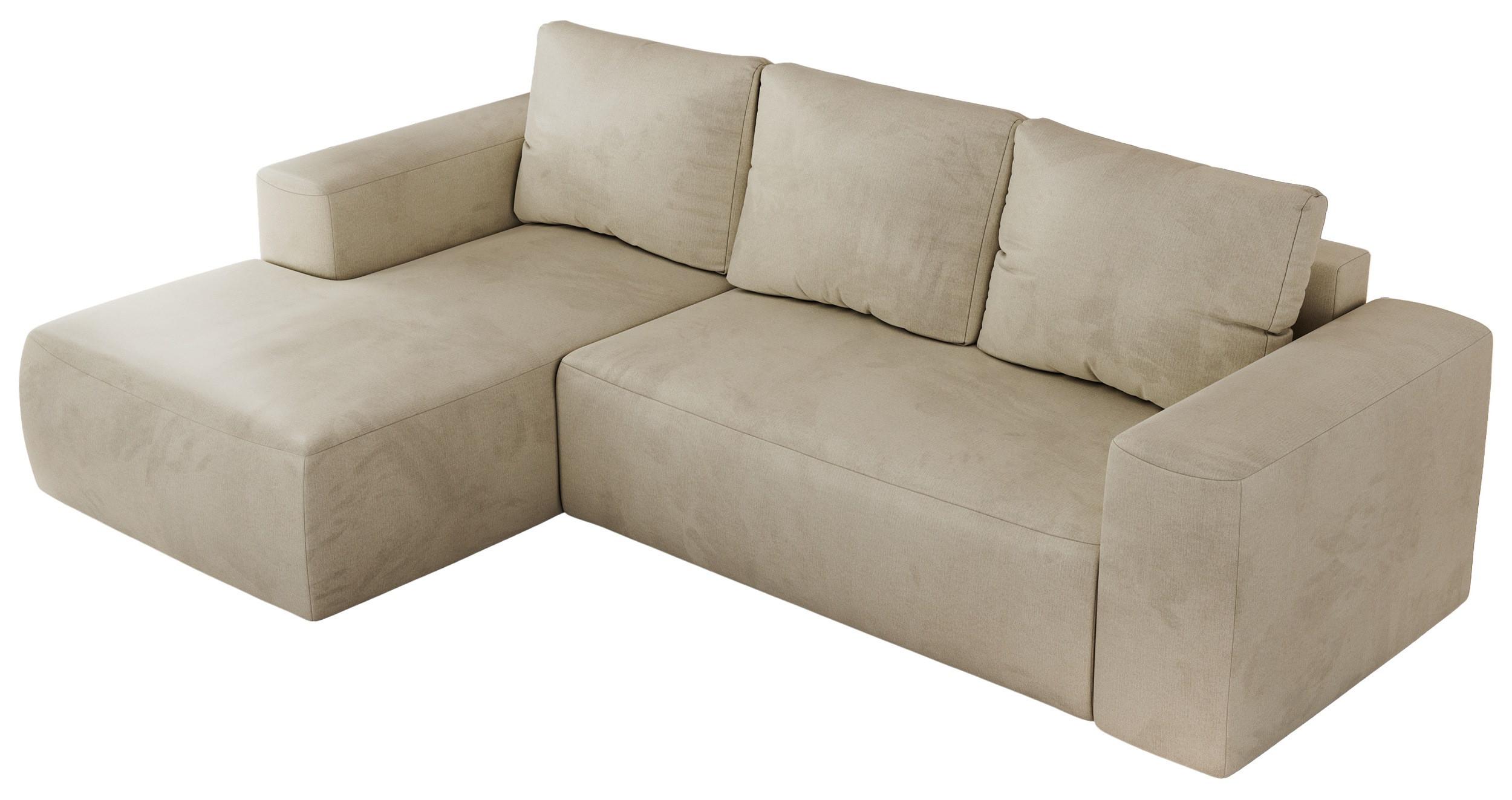 ECKSOFA TRENTINO L Beige Velvet - Links - Beige/Schwarz, Kunststoff/Textil (266/164cm) - MKS