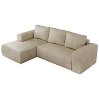 ECKSOFA TRENTINO L Beige Velvet - Links - Beige/Schwarz, Kunststoff/Textil (266/164cm) - MKS