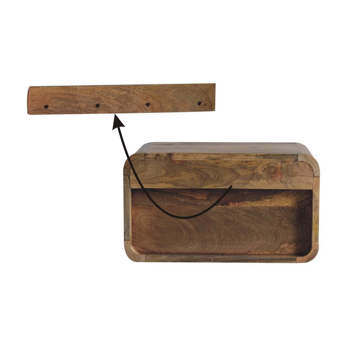 NACHTTISCH Levitate, Wandmontiert, 1 Schublade, 1 Offener Lagerraum, Beige - Beige/Messingfarben, Holz/Metall (45/25/32cm) - Artisan Furniture