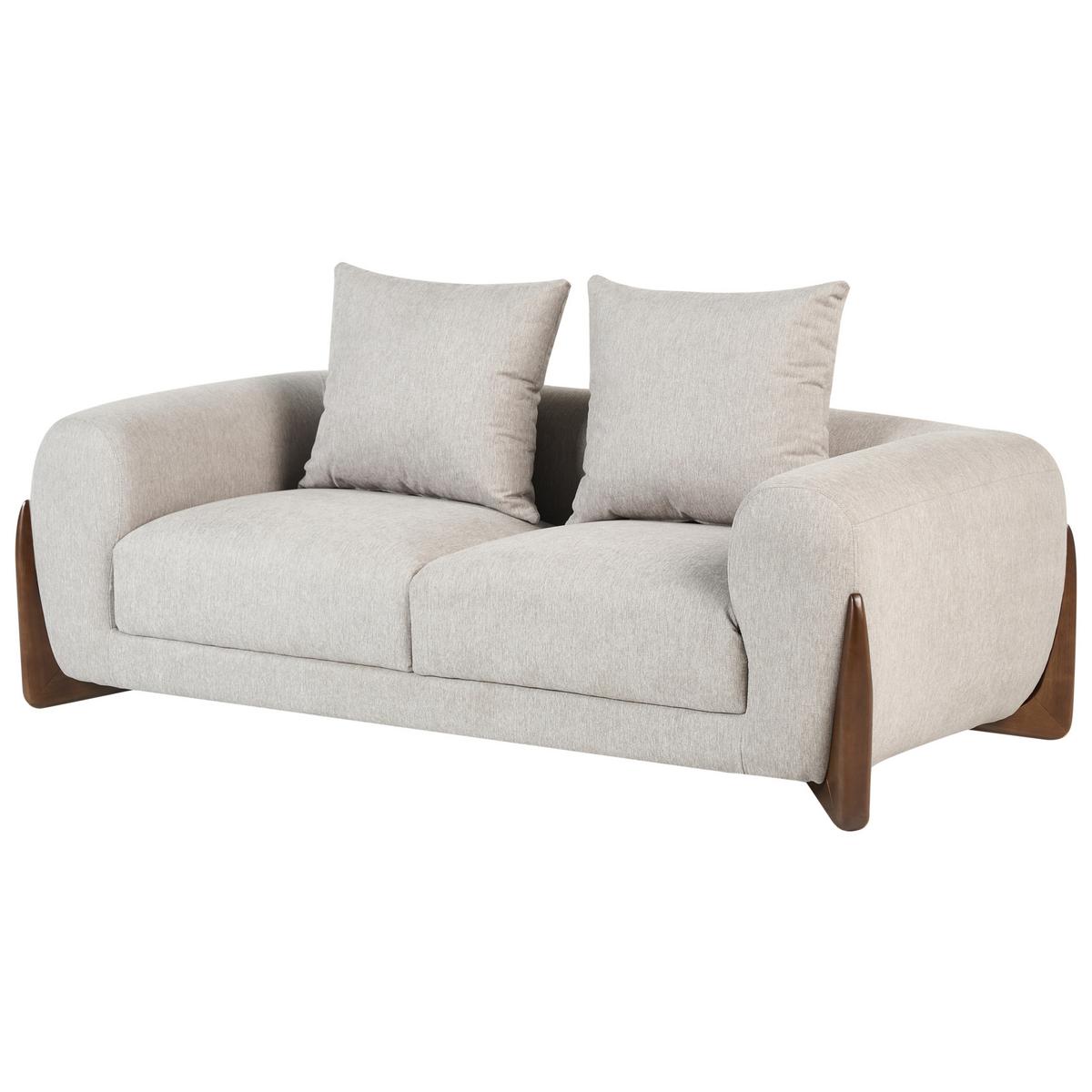 SOFA-SET 6-Sitzer Taupe Vinliden - Beige/Braun, Textil (217/82/87cm) - Beliani