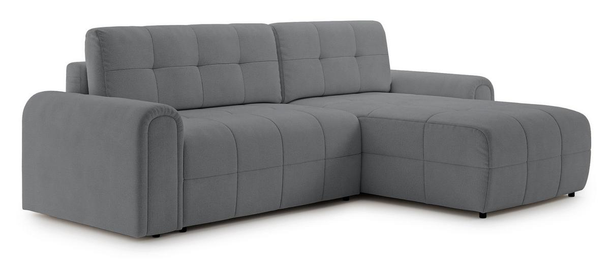 ECKSOFA Simolla Grau rechts - Schwarz/Grau, Kunststoff/Textil (180/268cm) - Selsey