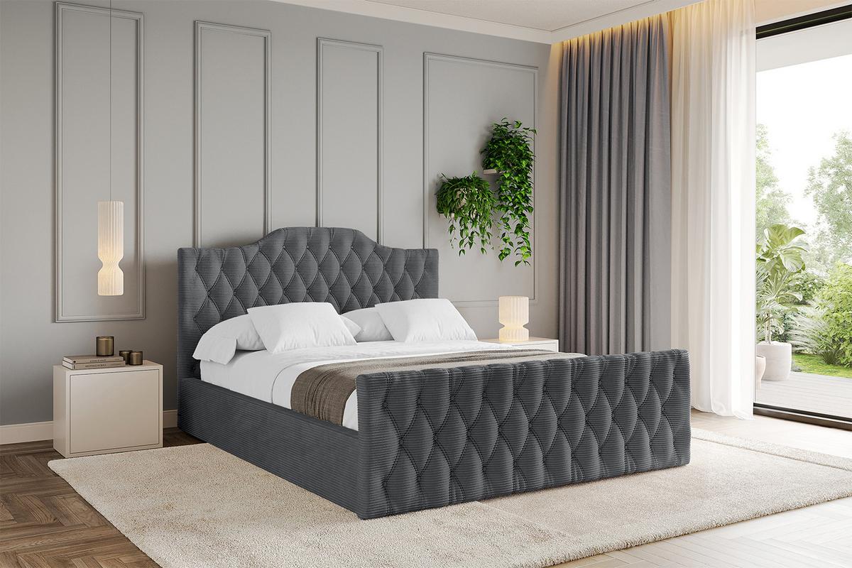 POLSTERBETT mit Bettkasten, Fußteil und Lattenrost, Boxbett mit Matratze H3/H4 - FALIO-Z 120x200 Dunkelgrau - Anthrazit, Holzwerkstoff/Textil (120/200cm) - ALTDECOR