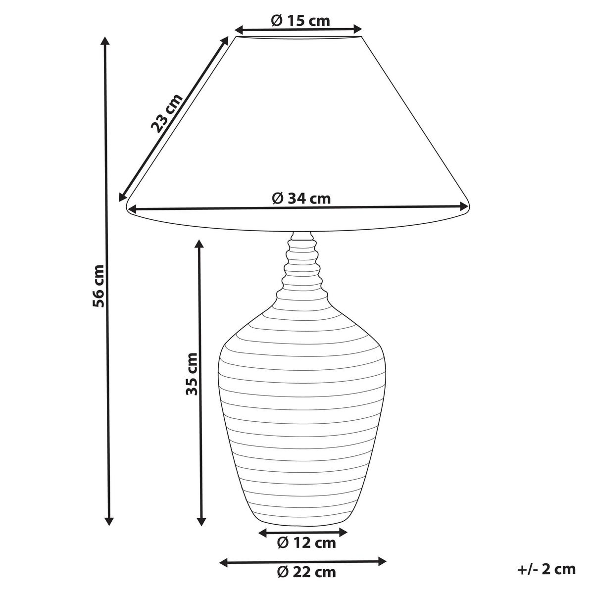 TISCHLAMPE Celeste 34/34/56 cm - Beige, Keramik (34/34/56cm) - Beliani