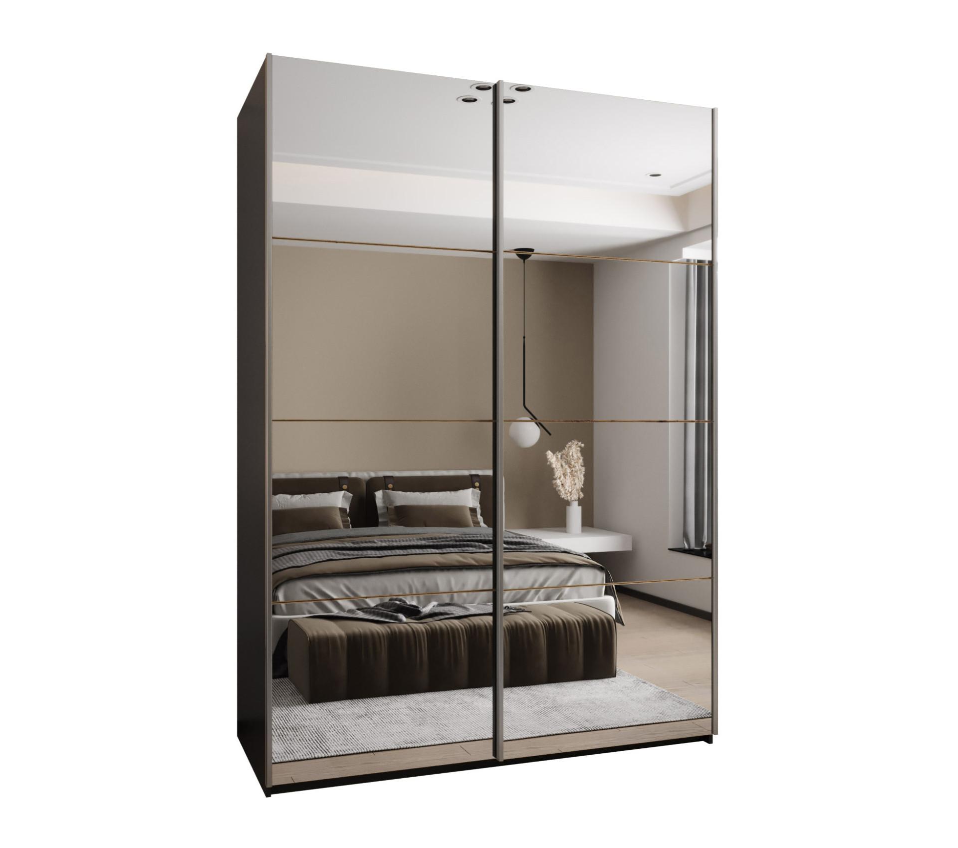 SCHWEBETÜRENSCHRANK 245,5/180/64 2-türig - Silberfarben/Schwarz, Holz/Metall (180/245/64cm) - Abiks Möbel