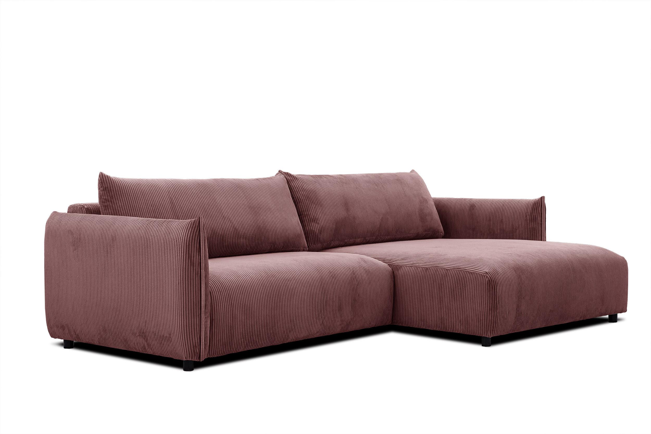 ECKSOFA TAUER 5-Sitzer, altrosa - Altrosa/Schwarz, Holzwerkstoff/Kunststoff (292/174cm) - Wozimo