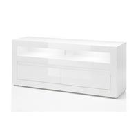 TV-LOWBOARD Hochglanz weiß Stone Design grau, TV-Unterteil Komforthöhe, 150 x 63 cm - Weiß Hochglanz, Holzwerkstoff (150/63/42cm) - Furn.Design