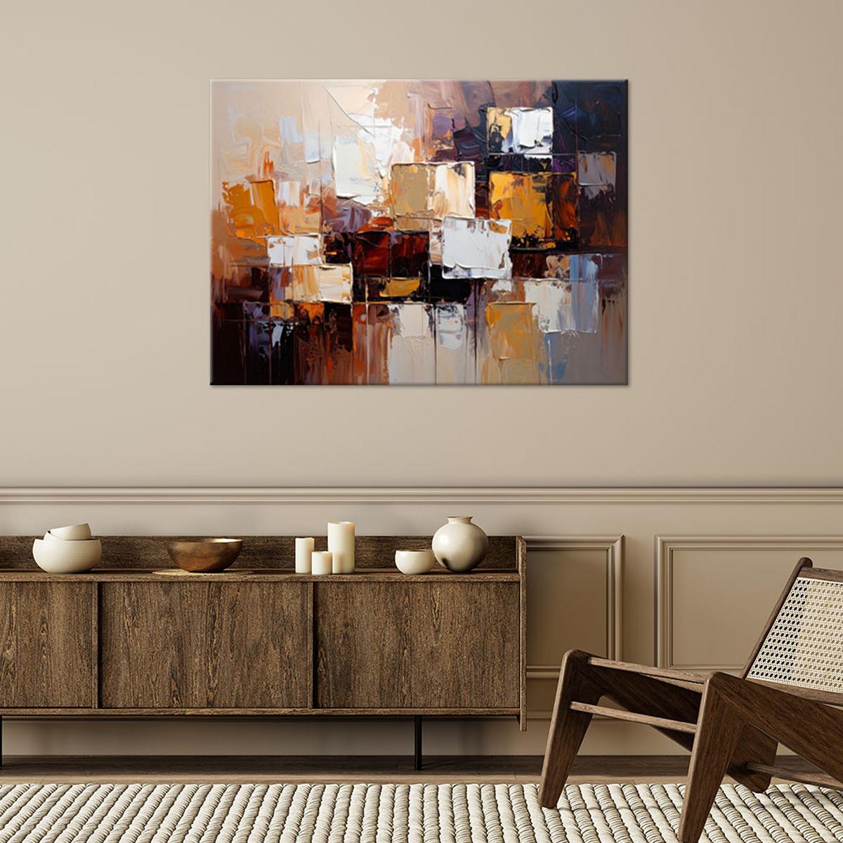 LEINWANDBILD Braune Abstraktion 100x70cm - Beige, Textil (100/70cm) - Feeby
