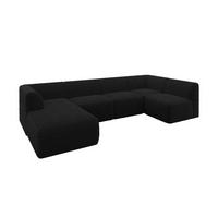 WOHNLANDSCHAFT Ottomane Links MOVO-L 345x180x78 cm Schwarz Cord - Schwarz, Holzwerkstoff/Kunststoff (345/78/180cm) - ALTDECOR