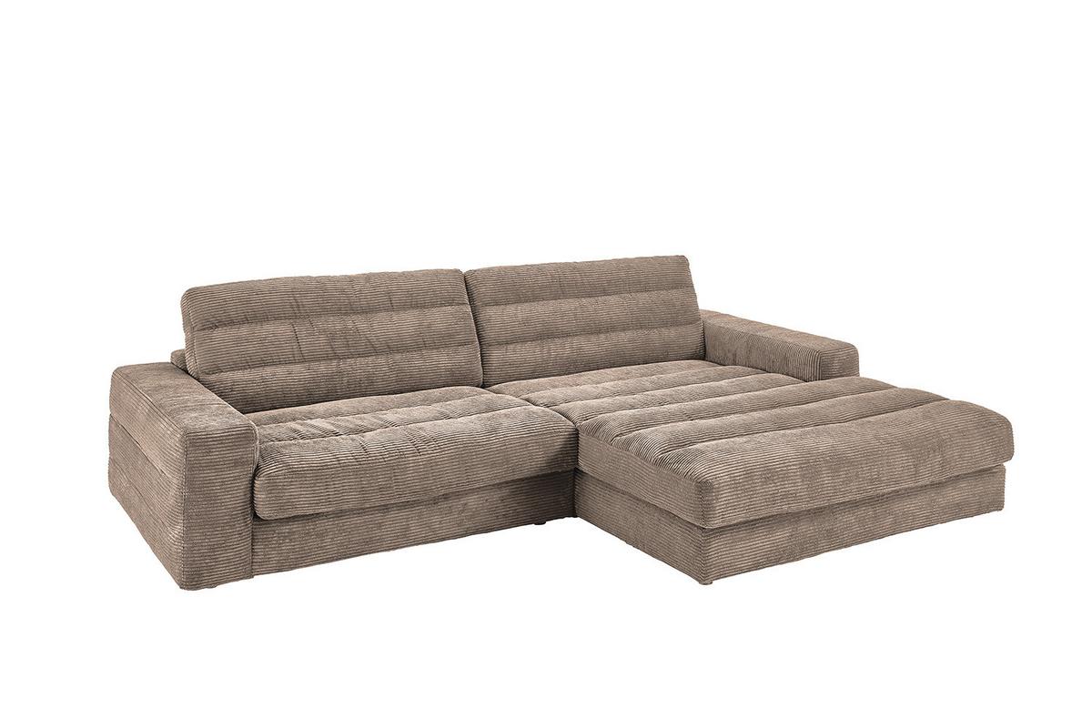 ECKSOFA LANA SOFA Taupe Cord - Taupe/Schwarz, Textil (296/205cm) - KAWOLA