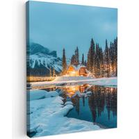 LEINWANDBILD Winterlandschaft - Natur - Haus - Berge - Schnee Room Decor 30x40 cm - Hellblau, Textil (30/40cm) - MuchoWow