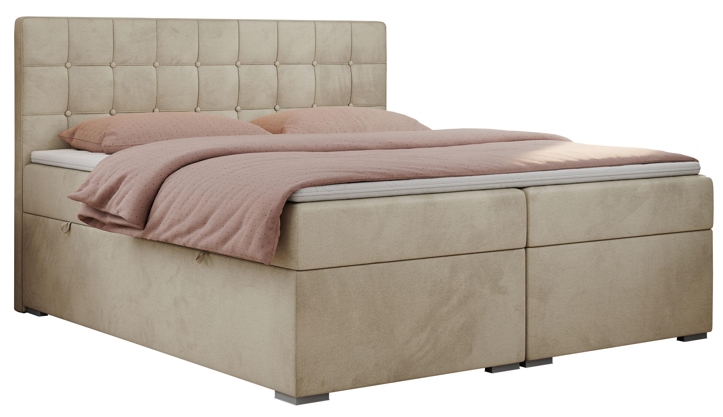 BOXBETT CARMEN 140/200 Beige Velvet - H3 - Beige, Holz/Textil (140/200cm) - MKS