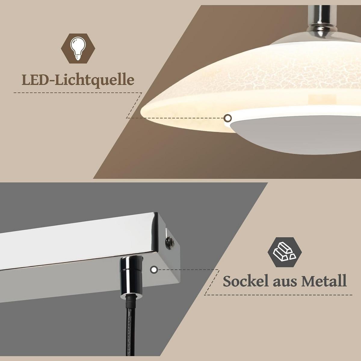 HÄNGELEUCHTE Zorvq 94/16/133 cm - Chromfarben, Glas/Metall (94/16/133cm) - ZMH
