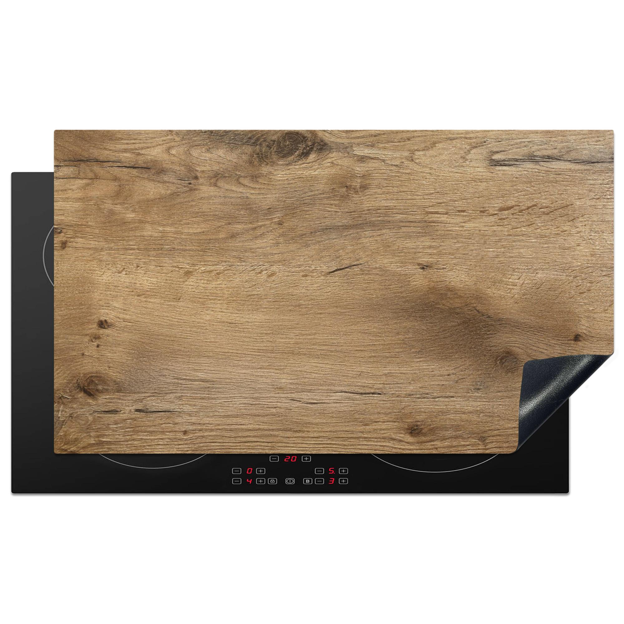 HERDABDECKPLATTE Holz - Braun - Holzoptik Induktionsschutz 91.2x52 cm - Eichefarben, Kunststoff (91.2/52/0.2cm) - MuchoWow