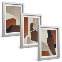 BILDER SET 3er Set - 20x30 cm Silberner Rahmen - Abstrakte moderne Strukturen - Silberfarben, Kunststoff (20/30cm) - TULUP