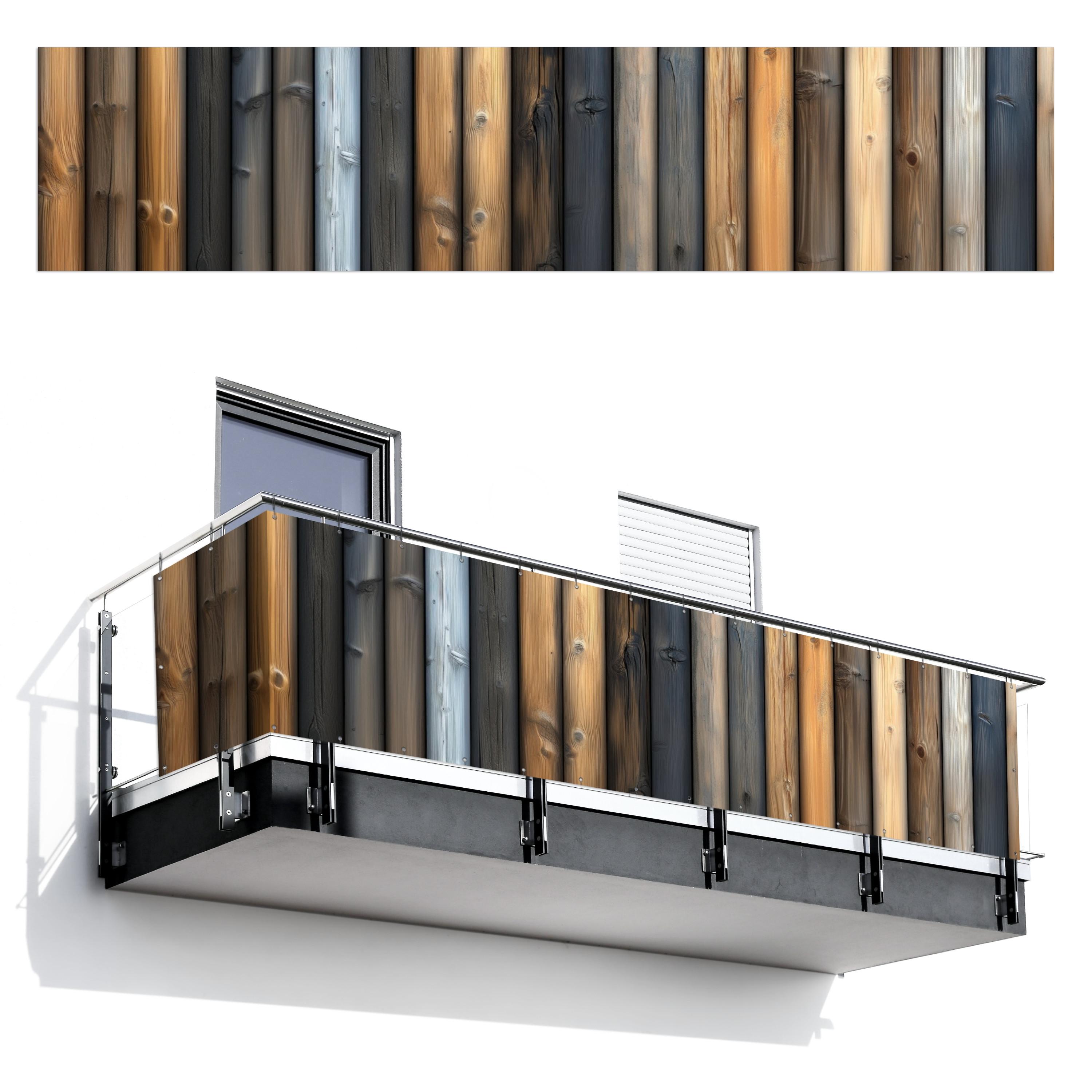 BALKON-SICHTSCHUTZ Holz - Dielen - Gemischt Deko XXL 500x110 cm - Teakfarben, Kunststoff (500/110cm) - MuchoWow