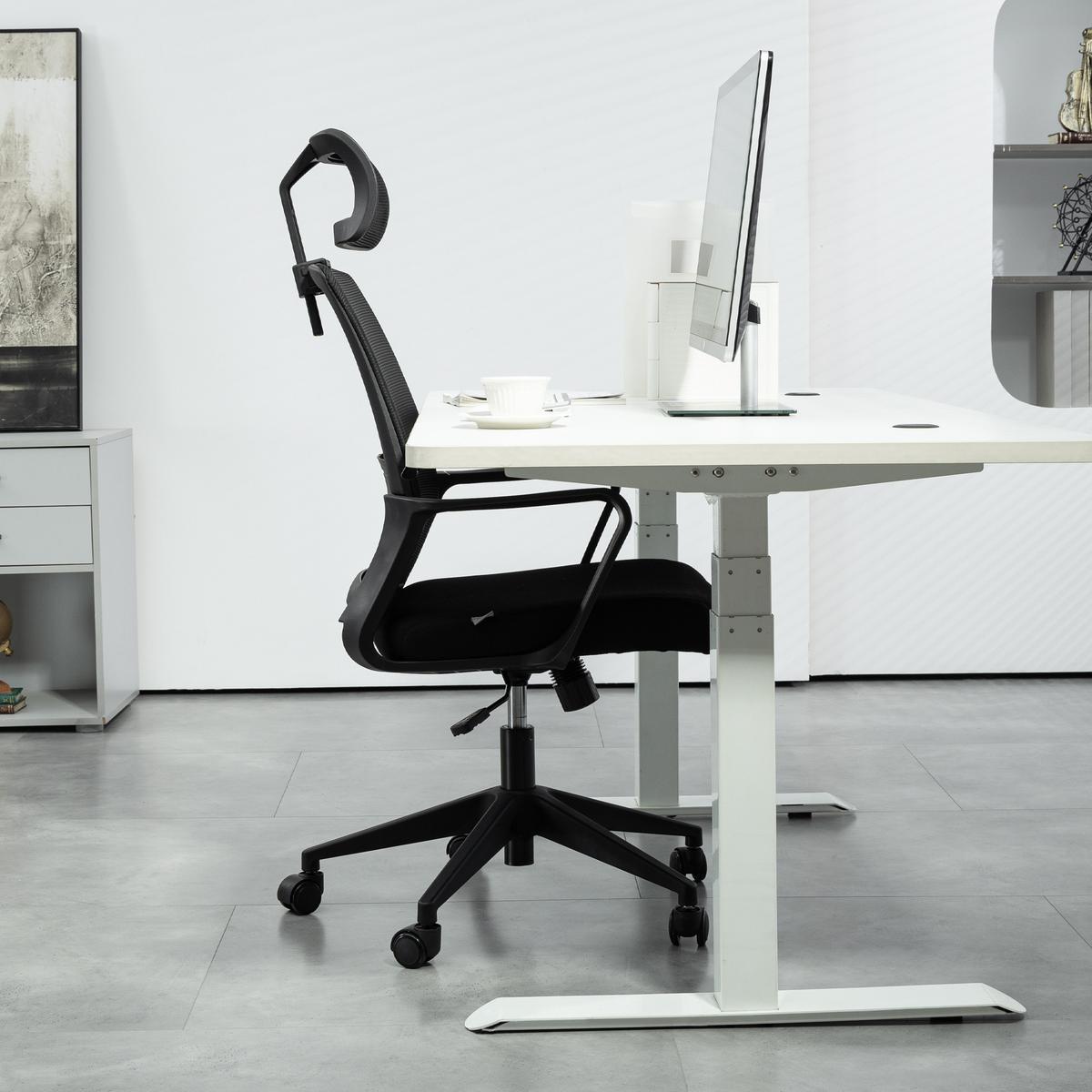 BÜROSTUHL Verstellbar Kopfstütze, Schwarz - Schwarz, Textil (60/112/64cm) - HOMCOM