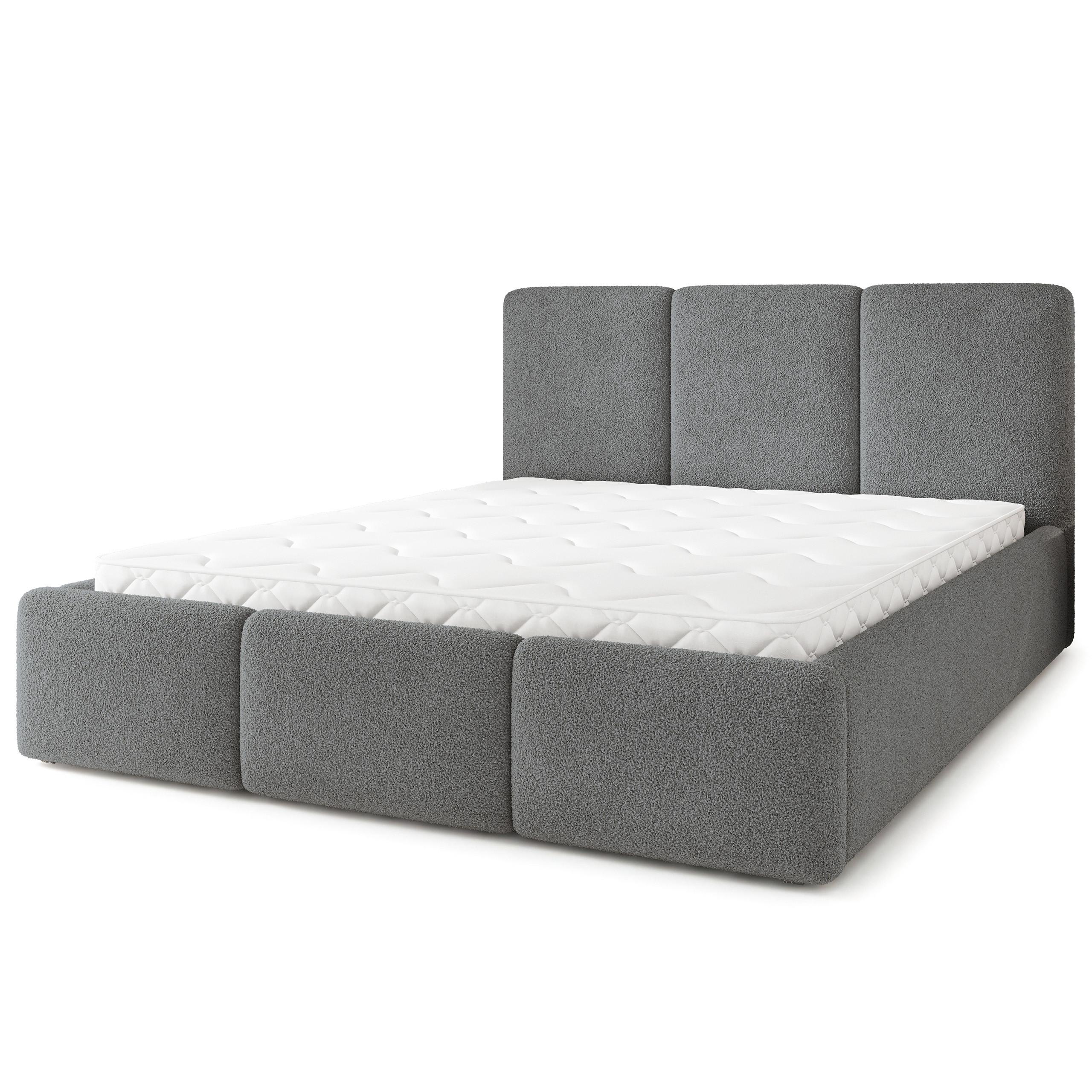 POLSTERBETT MORENA Q 120x200 cm mit Bettkästen - Grau - Grau, Holz (120/200cm) - MASSENO