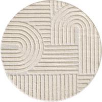 HOCHFLORTEPPICH RIGI, im Skandi-Boho-Stil, Creme, Ø 120 cm - Beige, Textil (120/120cm) - KADIMA DESIGN