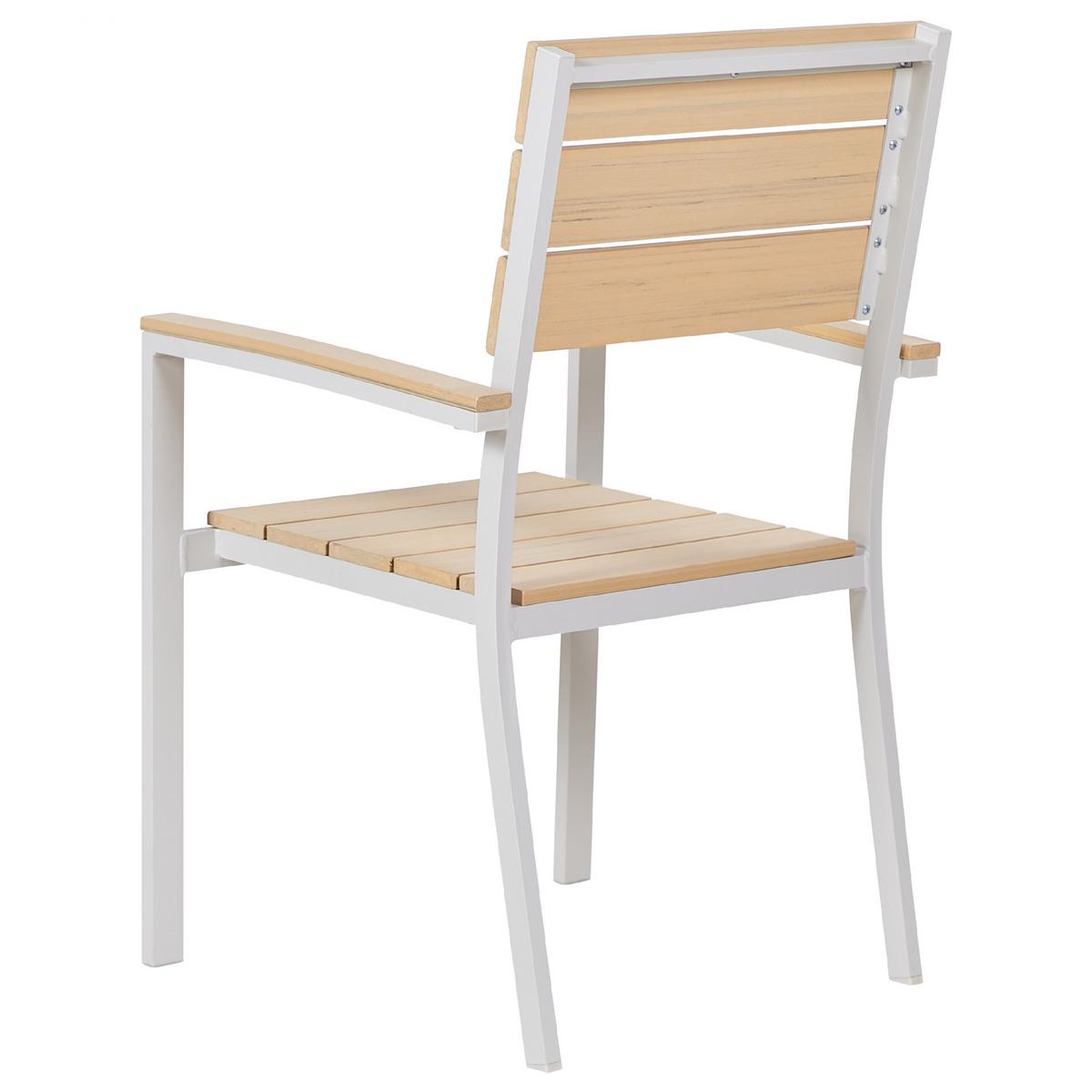 GARTENMÖBEL-SET 6-Sitzer Kunstholz beige/weiß Como - Beige/Weiß, Kunststoff - Beliani