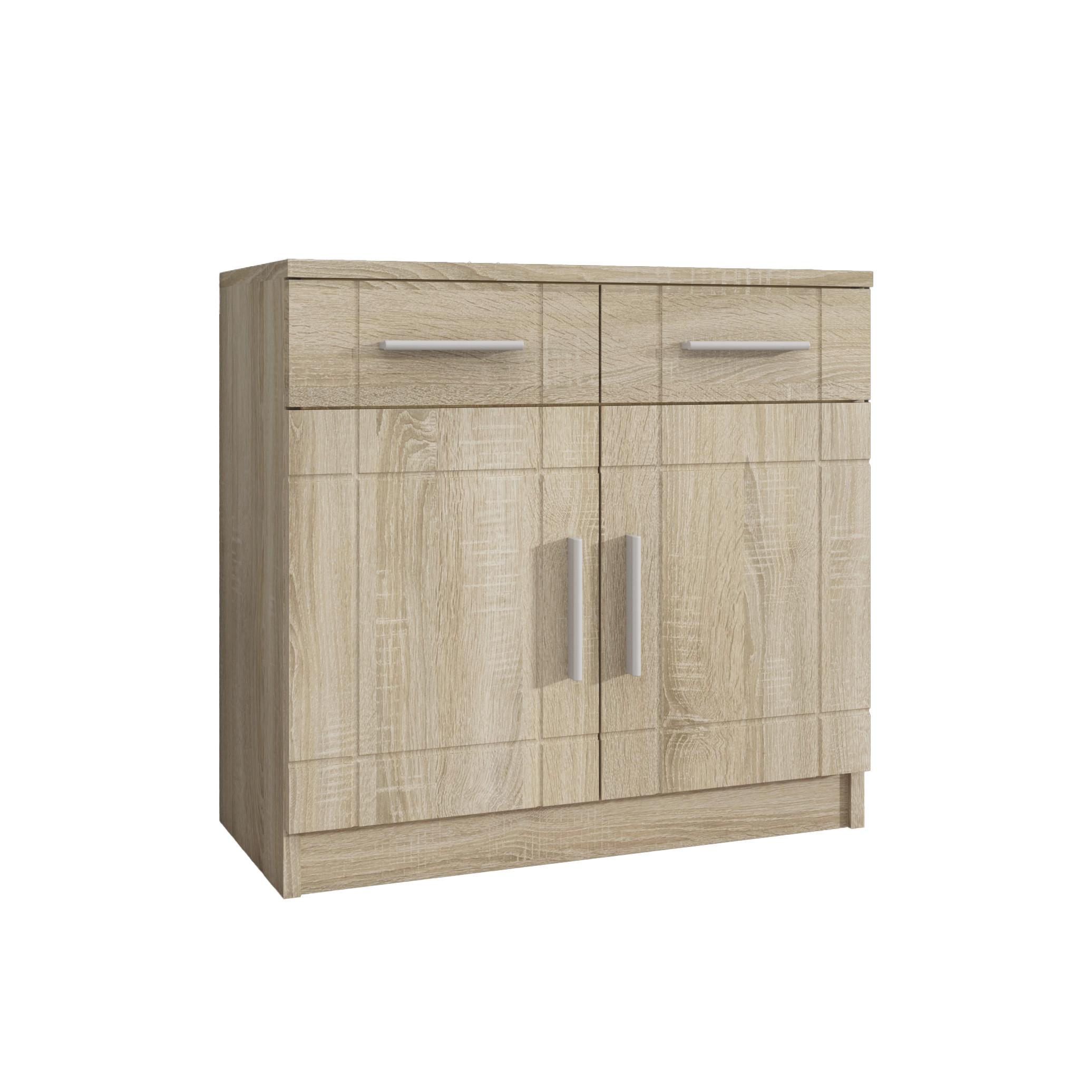 KOMMODE PERUGIA 69/70/37 cm mit 2 Schubladen 2 Türen Sonoma Eiche - Hellbraun/Sonoma Eiche, Holzwerkstoff (69/70/37cm) - MASSENO