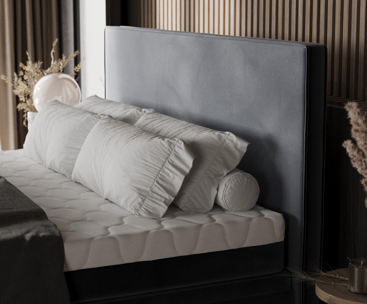 BOXBETT Zalla 200/200 cm Dunkelgrau im Kronos Stoff - Dunkelgrau/Schwarz, Holz/Holzwerkstoff (200/200cm) - AltaBeds