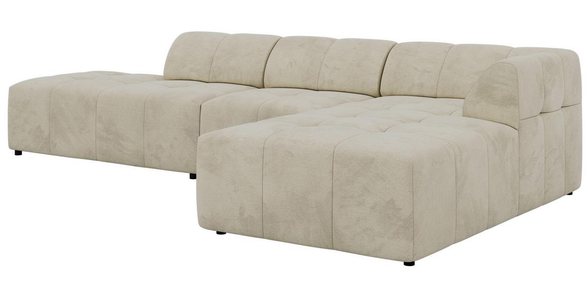 ECKSOFA GRIDA 3M L Beige Velvet - Rechts - Beige/Schwarz, Kunststoff/Textil (176/335cm) - MKS