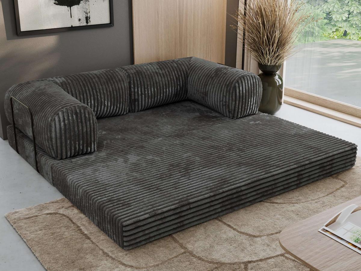 3-SITZER SOFA ORSETTO - Grau Cord - Schwarz/Grau, Textil/Metall (200/70/100cm) - MKS