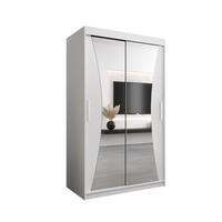 SCHWEBETÜRENSCHRANK 200/120/62 2-türig - Silberfarben/Weiß, Holz/Kunststoff (120/200/62cm) - MÖBEL KRYSPOL