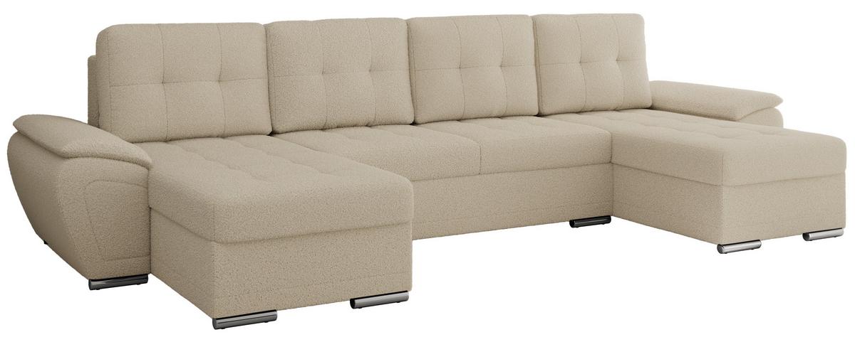 WOHNLANDSCHAFT UMBRIA U Beige Boucle - Beige/Grau, Textil/Metall (336/85/157cm) - MKS