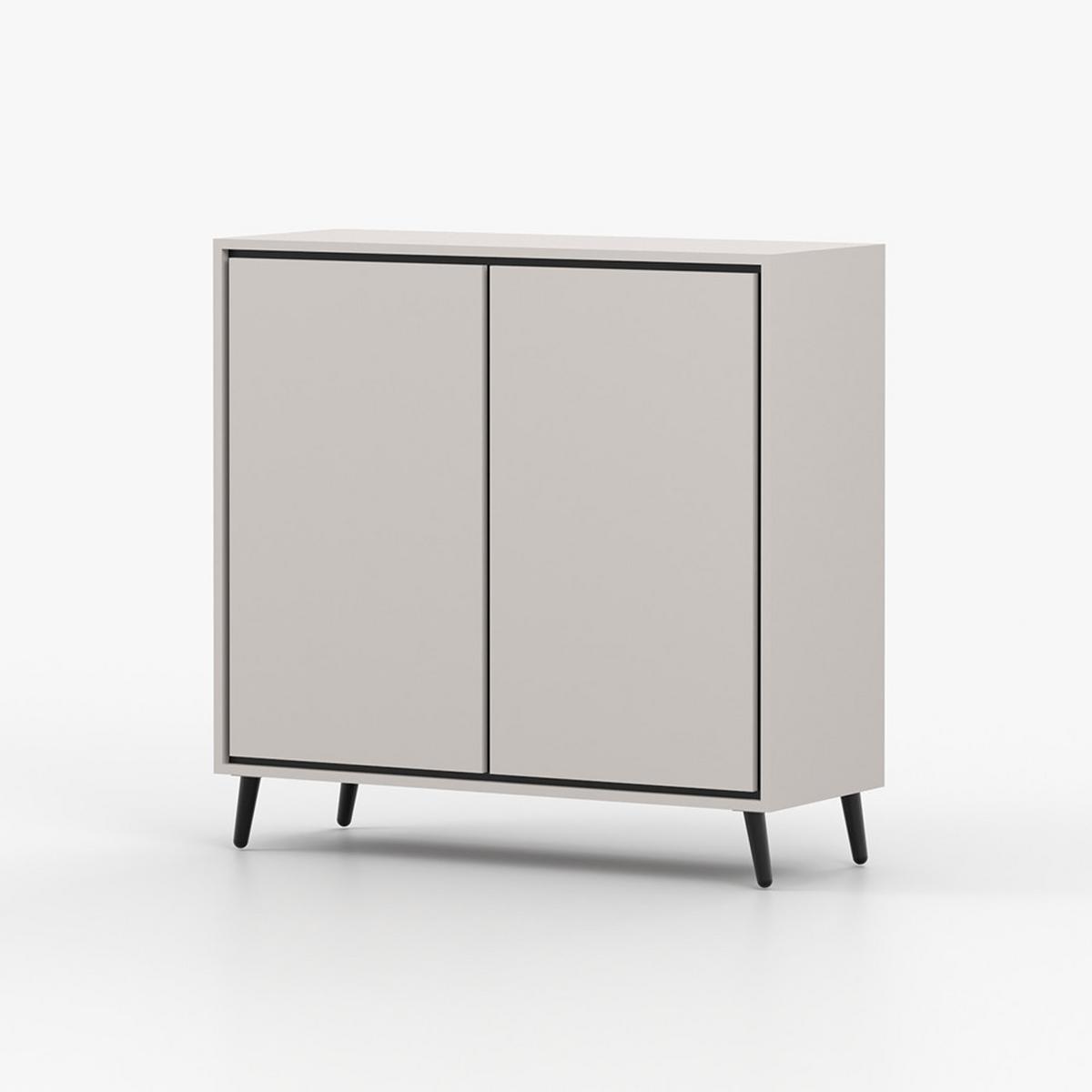 KOMMODE FRESCO 2D 90 cm Weiß/Weiß, zwei Dretüren, grifflos - Kaschmir, Holzwerkstoff (100/100/40cm) - imoebel24