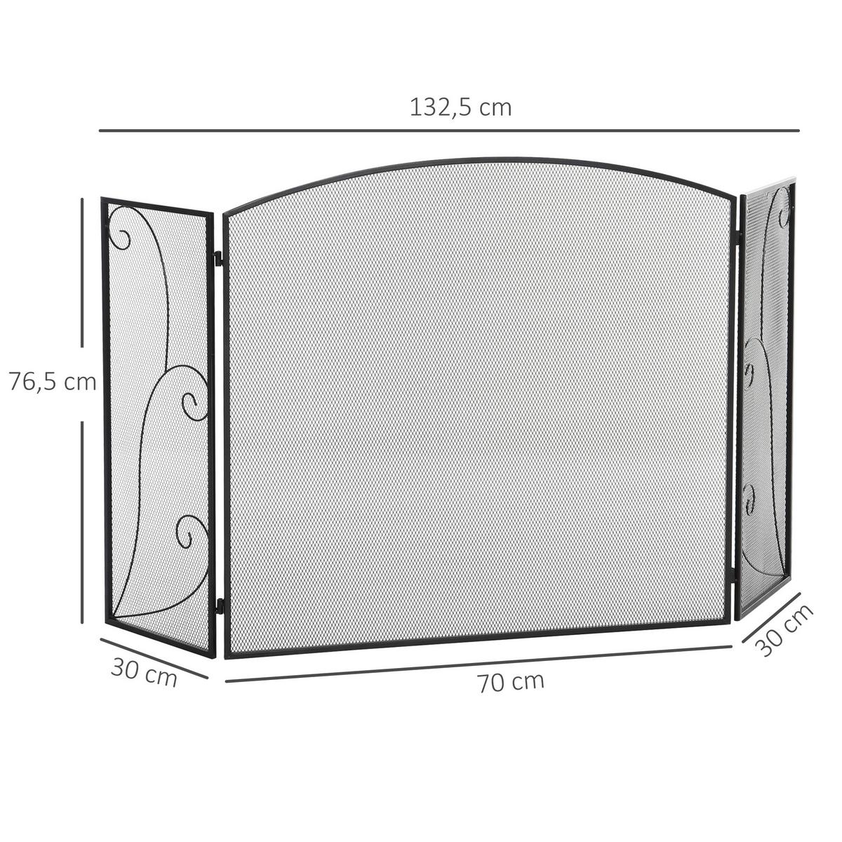 KAMINGITTER, für Wohnzimmer, Metall, Schwarz 132,5 x 76,5cm - Schwarz, Metall (1.5/76.5/132.5cm) - HOMCOM